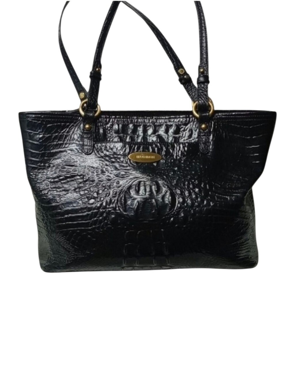 Brahmin, Black Croc-Embossed Tote